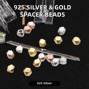 Wholesale 925 Sterling Silver Tangent Plane <b>Spacer</b> Beads Gold Plated Jewelry Components Jewelry Accessories for Making - Product Image 2