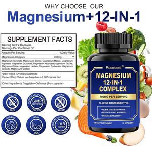 Cápsulas <span class=keywords><strong>de</strong></span> Complejo <span class=keywords><strong>de</strong></span> Magnesio Vegano 700mg 12 en 1 <span class=keywords><strong>de</strong></span> Marca Privada Rosebest con Fórmula y Empaque Personalizables, Certificado GMP - Product Image 6