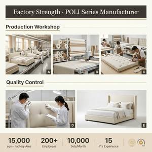 Cama de Plataforma OLOS <span class=keywords><strong>Bonado</strong></span>, Tamaño Completo, Minimalista, Tapizada en Tela, Cabecera con Librero, Base de Láminas Silenciosa, Estructura de Madera, Cama Suave de Lujo - Product Image 5