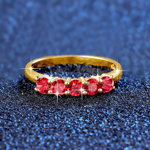 Phong Cách Cổ Điển 5 Đá Tổng Hợp Của <span class=keywords><strong>Ruby</strong></span> Sapphire Emerald Nhẫn Phụ Nữ Hoàn Hảo Hàng Ngày Mặc Bền 14K Vàng Đầy Nhẫn - Product Image 4