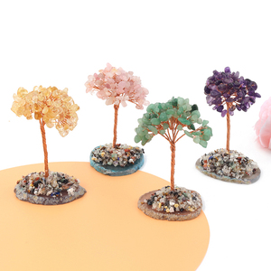 Arbre en pierres semi-précieuses naturelles faites à la main en gros, base en tranches d'agate pour cadeaux - Product Image 5