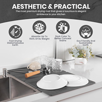 Tapis de séchage de vaisselle pliable sans amiante, séchage rapide, en terre de diatomée, tapis de cuisine pliable, antidérapant, en diatomite pour évier