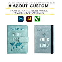 Portefeuille de passeport personnalisé avec logo, en cuir PU, plusieurs emplacements pour cartes, sangle élastique, organiseur de documents de voyage, porte-passeport pour cadeau d'affaires