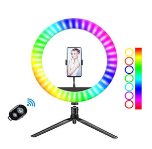 Anneau lumineux <span class=keywords><strong>LED</strong></span> <span class=keywords><strong>RGB</strong></span> <span class=keywords><strong>MJ33</strong></span> pour photographie, éclairage selfie, lampe à intensité variable avec trépied pour Youtube, maquillage, vidéo, photo en direct, studio photo - Product Image 1