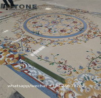 Marmor-Wasserstrahl-Produktion: Wunderschönes Marmormedaillon für Bodenbeläge, hergestellt von Marble Carpet Footcloth Foshan