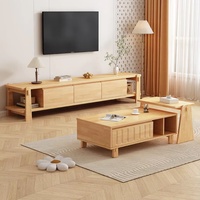 Table TV rectangulaire longue rétractable au design moderne en bois pour salon