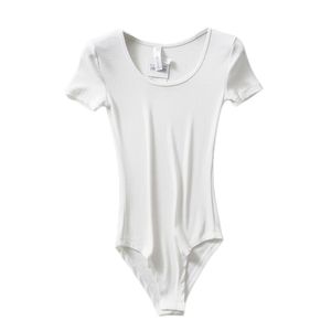Body de punto de manga corta con cuello redondo y ajuste ceñido estilo dulce para mujer, ideal para verano - Product Image 2