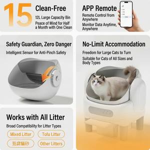 Litière pour chat automatique intelligente à commande WiFi, auto-nettoyante, entièrement fermée, extra-large, avec design <span class=keywords><strong>anti</strong></span>-trace - Product Image 6