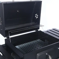 Fabricant OEM Cheminée Européenne Barbecue Extérieur Fumoir à Viande Carré Grand Chariot à Charbon de Bois Barbecue Grills avec Table d'Appoint Four