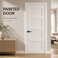 Porte intérieure peinte en blanc, style Shaker à 5 panneaux, panneaux horizontaux encastrés, porte préfinie mate, sur mesure