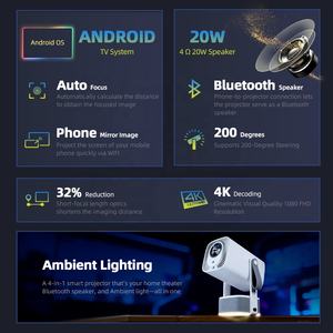 Proyector Android 11 LED 4K 1080P de Tiro Corto, 3D Portátil, WIFI, Altavoz de 20W, 2500-3000 Lúmenes, MINI Smart TV 713 A005 Pro - Product Image 4