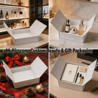 Scatola Regalo Rigida di Lusso Personalizzata Bianca a Doppia Porta con Coperchio Magnetico per Gioielli e Cosmetici, Nuovo Design per il Mercato USA