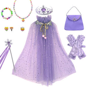 2024 princesse Cape ensemble filles Elsa Anna princesse Cosplay habiller accessoires paillettes cape Costume <span class=keywords><strong>pour</strong></span> les filles - Product Image 5