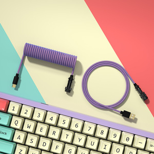 <b>Keyboard</b> Data Cable Type C <b>USB</b> Aviation Plug Spring Connector 1m Purple Gaming <b>Keyboard</b> Charging Cable - Product Image 5