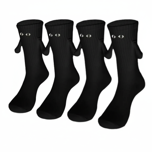 <b>Black</b> 2-Piece Cozy Couple's <b>Sock</b> Breathable Nylon with Cute Jacquard Pattern One Size Knee Length for Daily Winter Use - Product Image 2