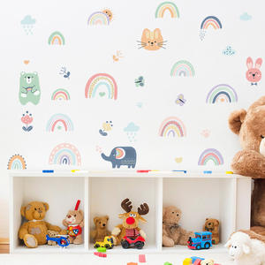 Autocollants Muraux Animaux de Dessin Animé Arc-en-Ciel pour Chambre de Bébé Chambre d'Enfant Chambre de Fille Décoration Murale Stickers Muraux Amovibles en PVC pour Décoration d'Intérieur - Product Image 4