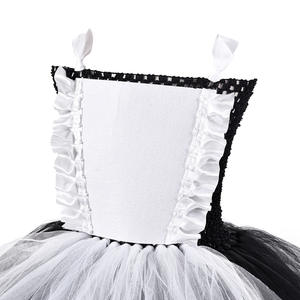 Vestido de sirvienta de alta calidad para niñas, estilo coreano, gasa negra, vestido tutú de Cosplay de Halloween con diadema para niños - Product Image 6