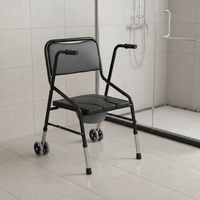 Coussin de siège souple pliable à deux roues, élargi et épaissi, siège et chaise de toilette réglables, pouvant être poussé ou assis