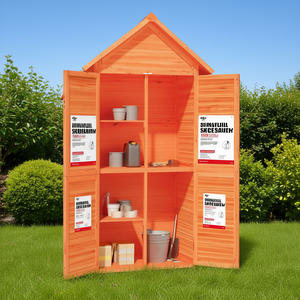 Caseta de Jardín de Madera de Pino Maciza, Color Marrón, 35x20.7x68.9 Pulgadas, Almacenamiento Duradero y Práctico - Product Image 2