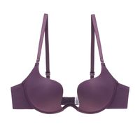 Soutien-gorge de mariage sexy en nylon, coupe américaine, brillant, profond en U, push-up, décolleté bas, révélant un dos magnifique