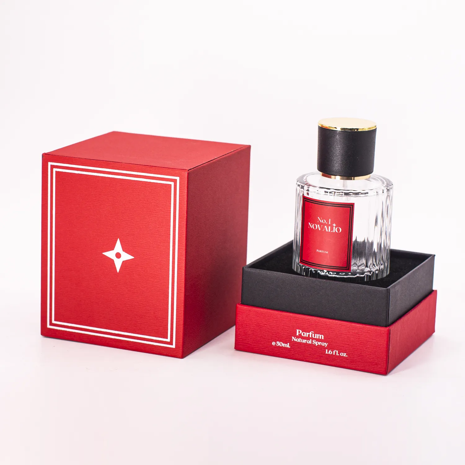 Logotipo personalizado Tampa Elegante e Base Rígida Papelão Skincare Cosméticos 50ml Perfume Garrafa Embalagem Caixa