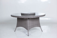 Ensemble de salle à manger d'extérieur moderne en rotin Joye Leisure Garden, table et chaises 6 places avec plateau tournant et seau à glace