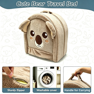Cuna de Viaje Plegable para Niños, Diseño de Oso, Portátil, con Asa de Transporte y Espacio de Almacenamiento, Venta Directa de Fábrica - Product Image 4