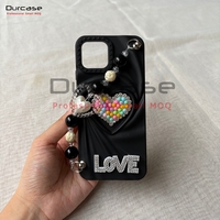 Étui de téléphone en forme de cœur avec strass et chaîne perlée pour TECNO POP10 POP9 Spark GO 2025