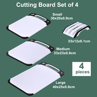 Ensemble de 3 planches à découper uniques, non toxiques, en plastique PP de grande taille, épaisseur 1,5 cm, antidérapantes, lavables au lave-vaisselle, pour fruits, steaks et poissons