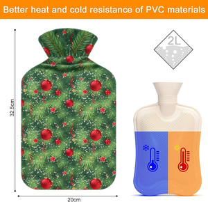 Bolsa de Agua Caliente de 2L, Botella de Agua Caliente y Fría de Caucho Natural con Funda Navideña para Alivio del Dolor, Caja de Regalo - Product Image 2