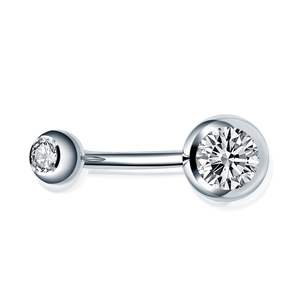 10 Pezzi <span class=keywords><strong>Piercing</strong></span> all'<span class=keywords><strong>Ombelico</strong></span> in Titanio 14G con Doppia Gemma in Zirconia Cubica, Filettatura Esterna - Product Image 4