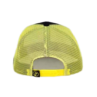 Fabricante al por mayor de alta calidad gorra de red deportiva estructurada negro amarillo malla camionetas sombreros de conductor con bordado personalizado