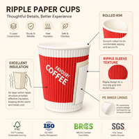 Vaso de Papel Kraft Resistente, de Grado Alimenticio, Libre de BPA, No Tóxico, Resistente al Calor, para Servicio de Bebidas de Lujo en Cafeterías de Alta Gama