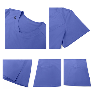 Ensemble de blouses d'infirmière unisexe extensibles dans les quatre sens, col en V, manches courtes, uniforme d'hôpital, 92% polyester, 8% élasthanne, en stock, nouvelle arrivée - Product Image 3