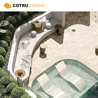 Dalles de travertin classiques couleur crème, pavés irréguliers en pierre naturelle, pour sols de piscine, pavage aléatoire
