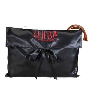 Luxury Soft Black Satin Scarf Clothing Underwear Pouch Satin Bags with logo Custom Embroidery logo Satin <b>Envelope</b> Bag - Product Image 2