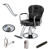 Kit d'accessoires pour fauteuil de barbier : base, repose-pieds et accoudoirs en acier inoxydable robuste avec pompe hydraulique