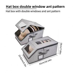 Cross-border Rectangle <b>Foldable</b> Hat Storage <b>Box</b> Zipper Seal Dustproof Large Capacity Transparent Window Sundries Tidy <b>Box</b> - Product Image 6
