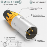 Connecteur audio XLR de haute qualité pour protection intérieure, câble de signal DMX, classe IP40, prise mâle/femelle 3 broches