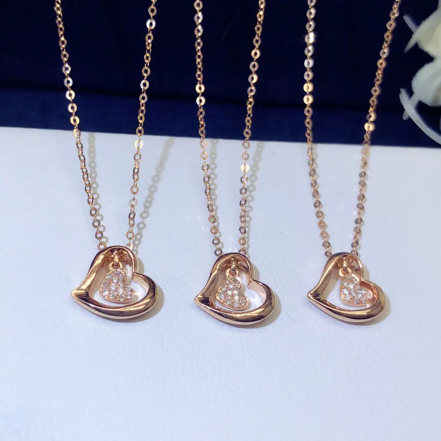 Herzförmige Charme Anhänger Halskette, ewiges Geschenk der Liebe, 18K 14K 9K echtes Gold, individueller Großhandel von hochwertigen Schmuckstücken