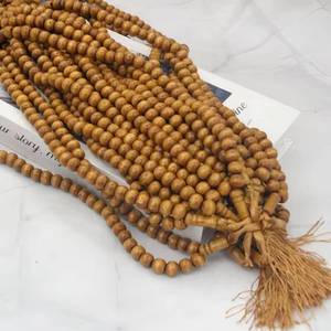 Tasbih de madera de sándalo étnica con textura mate pulida a mano, 10 mm, 99 cuentas, unisex, vintage, joyería religiosa musulmana. - Product Image 1