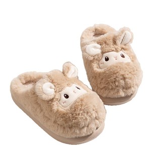 Pantoufles pour femmes Automne-Hiver 2025 Nouveauté Dessin animé Mignon Mouton en peluche Chaudes Semelle épaisse Antidérapantes - Product Image 2