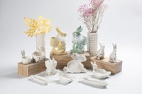 Hasen-Teller aus Porzellan in Rosa und Grün, Schmuckteller, Dekorativer Modischer Teller, Keramik-Dessert- und Essteller für Ostern