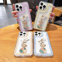 Étui pour iPhone 12 12 Pro 13 14 Plus 15 Pro Max Bling Mirror Phone Case Glitter Shock Proof Girls Shiny Flower Diamond Mobile Case