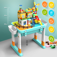 Mesa de Bloques de Construcción FEELO2024FL1632, Juguetes Más Vendidos, Mesa Cuadrada de Bloques de Construcción Personalizados de Partículas Grandes y Pequeñas para Niños
