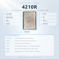 Server CPU 4210R 10 Core 2.4GHz LGA3647 13.75MB SRG24 100W DDR4 ECC RDIMM Blade Tower Rackmount Chassis
