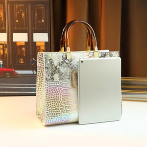 Borsa da donna di grande capacità con chiusura magnetica di lusso design retrò <span class=keywords><strong>europeo</strong></span> in vera pelle iridescente con motivo <span class=keywords><strong>coccodrillo</strong></span> - Product Image 5