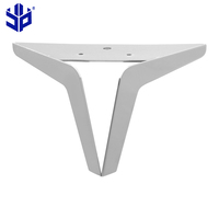 Pied triangulaire de meubles modernes en chrome, accessoire personnalisé avec polissage en métal, 1 pièce