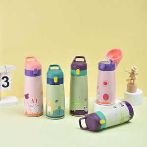 Termo Portátil de Doble Pared de 500ml con Tapa Rebotable y Pajita, Antiderrames y con Diseño Atractivo - Product Image 1