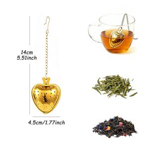 Infuseur à thé créatif en forme de cœur en acier inoxydable avec chaîne, passoire réutilisable pour thé en vrac, accessoires, cadeaux - Product Image 2